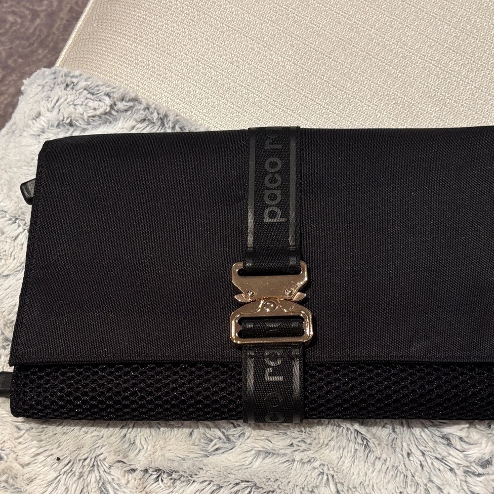 Paco Rabanne Black Clutch with Gold Accent